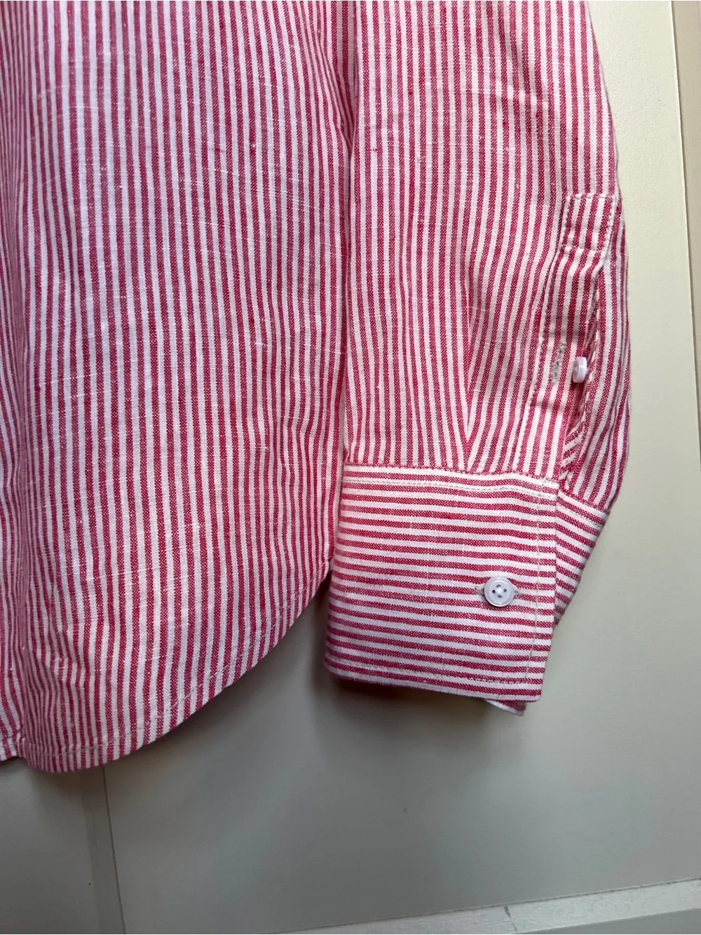 J.Crew Garçon Classic Fit Linen Shirt in Red Seersucker Stripe - Size 10